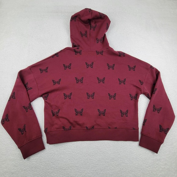 Lurking Class Hoodie Womens Medium Butterfly Skull Crop Lace Up Pullover - Picture 8 of 9